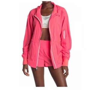 Free People Movement Vivid Coral Run Wild Hooded Jacket size M Medium NEW NWT